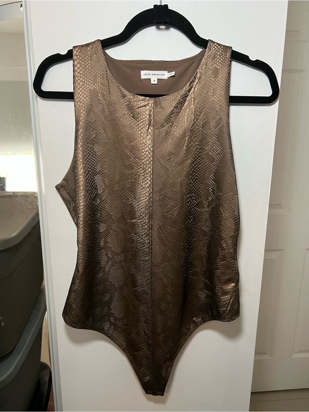Good American Bronze Snake-Effect Tank Bodysuit